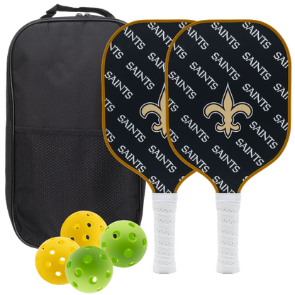 New Orleans Saints pickleball paddle set with balls and carry case