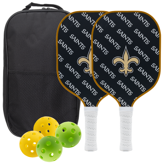 New Orleans Saints pickleball paddle set with balls and carry case