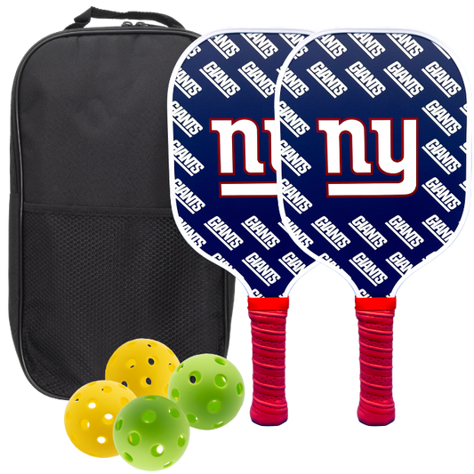 New York Giants pickleball paddle set with balls and carry case