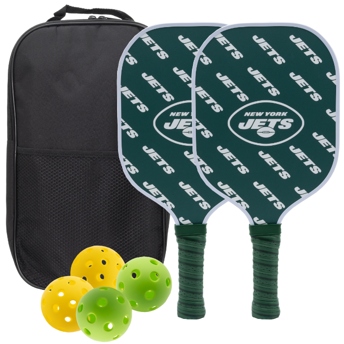 New York Jets pickleball paddle set with balls and carry case