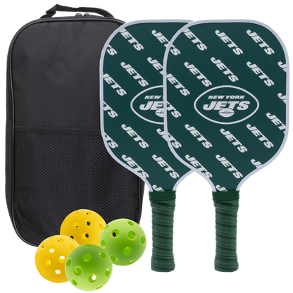 New York Jets pickleball paddle set with balls and carry case