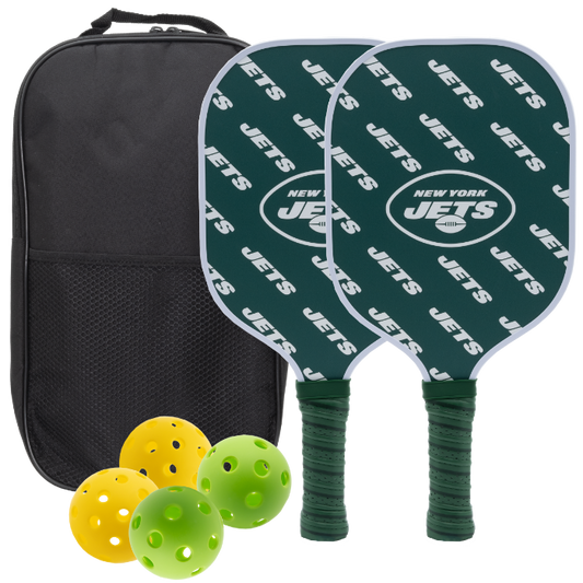 New York Jets pickleball paddle set with balls and carry case