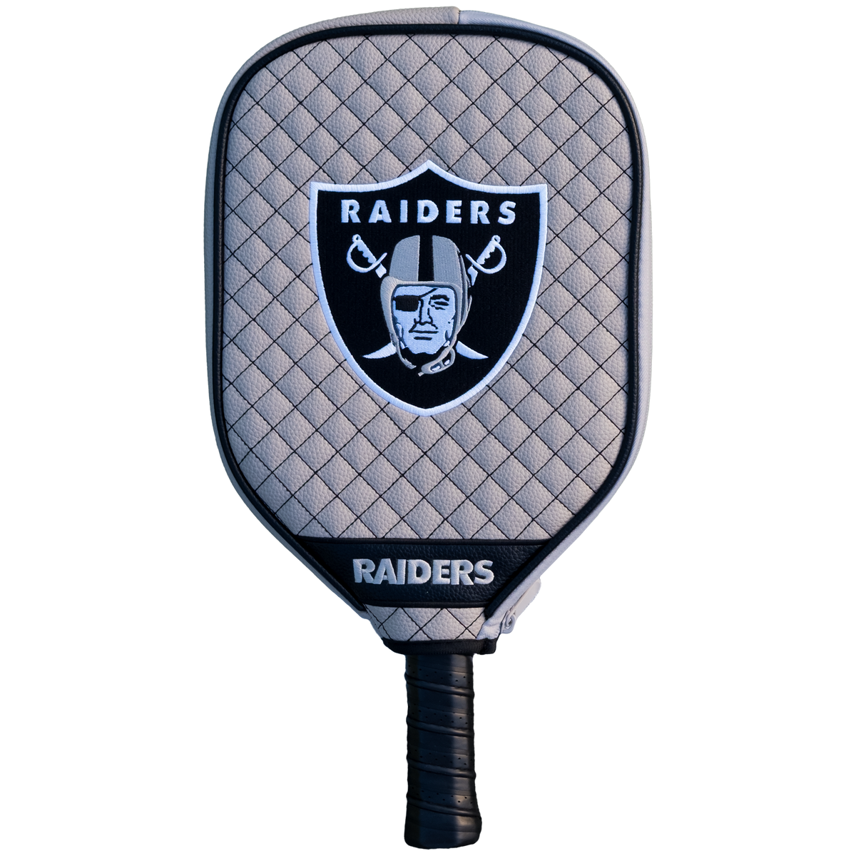 Las Vegas Raiders Silver quilted pickleball paddle cover