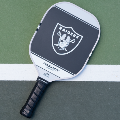 Las Vegas Raiders Sport Plus pickleball paddle back view on the court