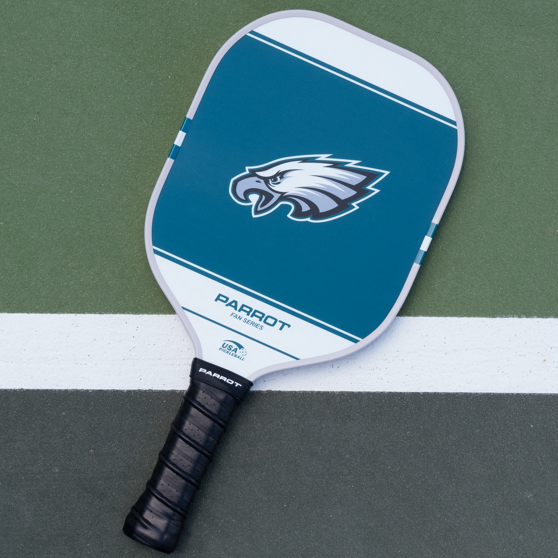 Philadelphia Eagles Sport Plus pickleball paddle back view on the court