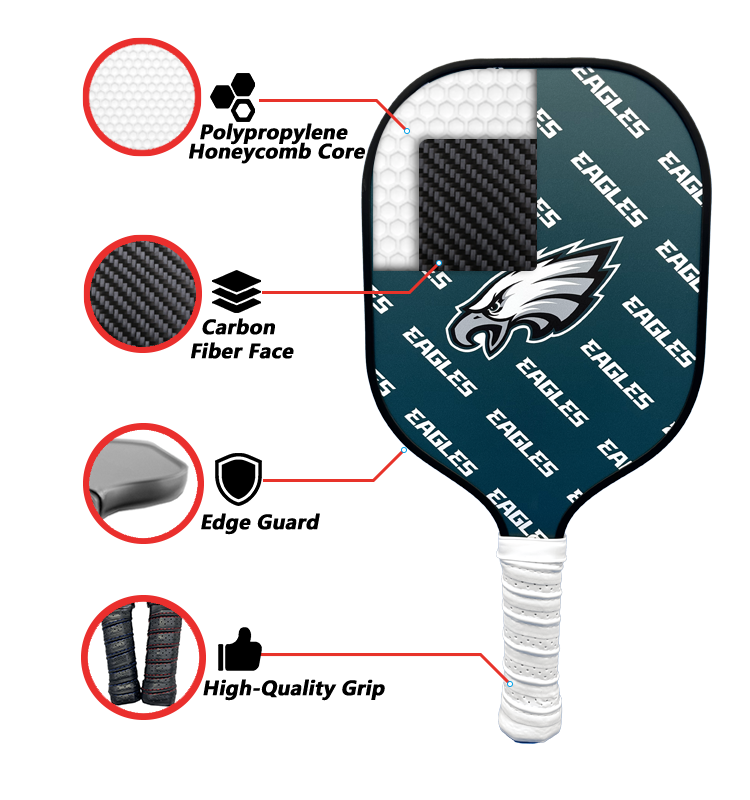 Philadelphia Eagles standard pickleball paddle additional view