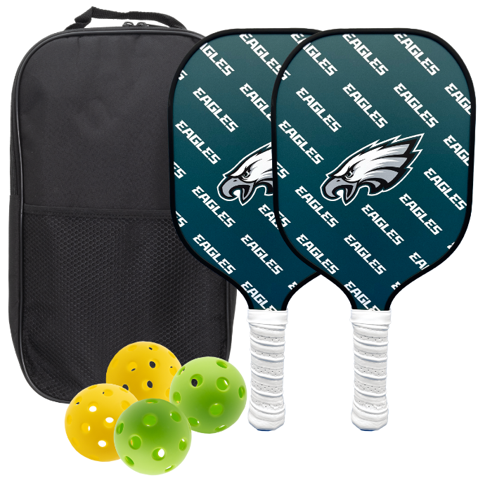 Philadelphia Eagles pickleball paddle set with balls and carry case