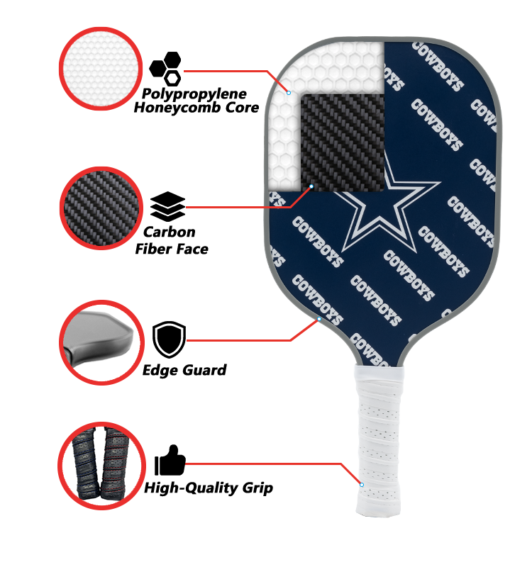 Dallas Cowboys standard pickleball paddle additional view