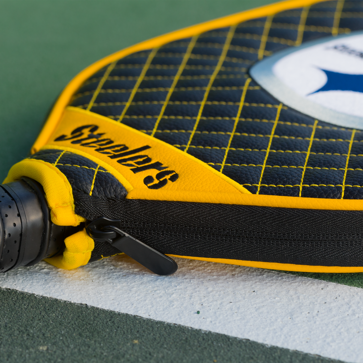 Pittsburgh Steelers quilted pickleball paddle cover team name