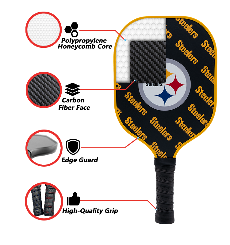 Pittsburgh Steelers standard pickleball paddle additional view