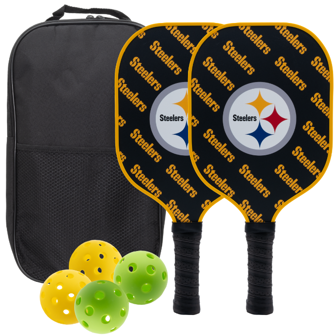 Pittsburgh Steelers pickleball paddle set with balls and carry case