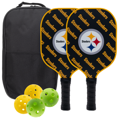 Pittsburgh Steelers pickleball paddle set with balls and carry case
