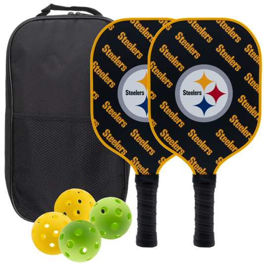 Pittsburgh Steelers pickleball paddle set with balls and carry case
