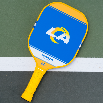 Los Angeles Rams Sport Plus pickleball paddle back view on the court