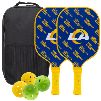 Los Angeles Rams pickleball paddle set with balls and carry case