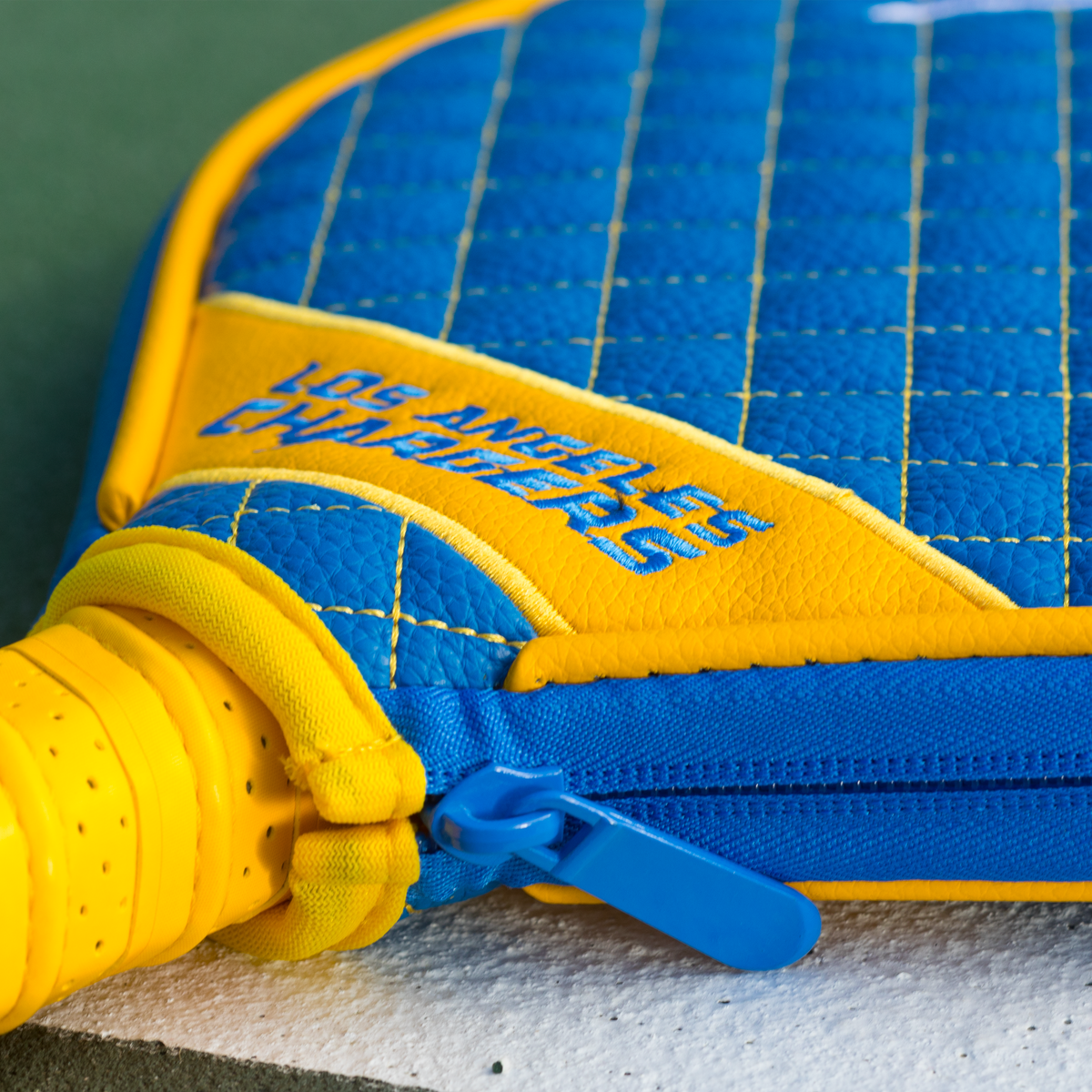 Los Angeles Chargers quilted pickleball paddle cover team name