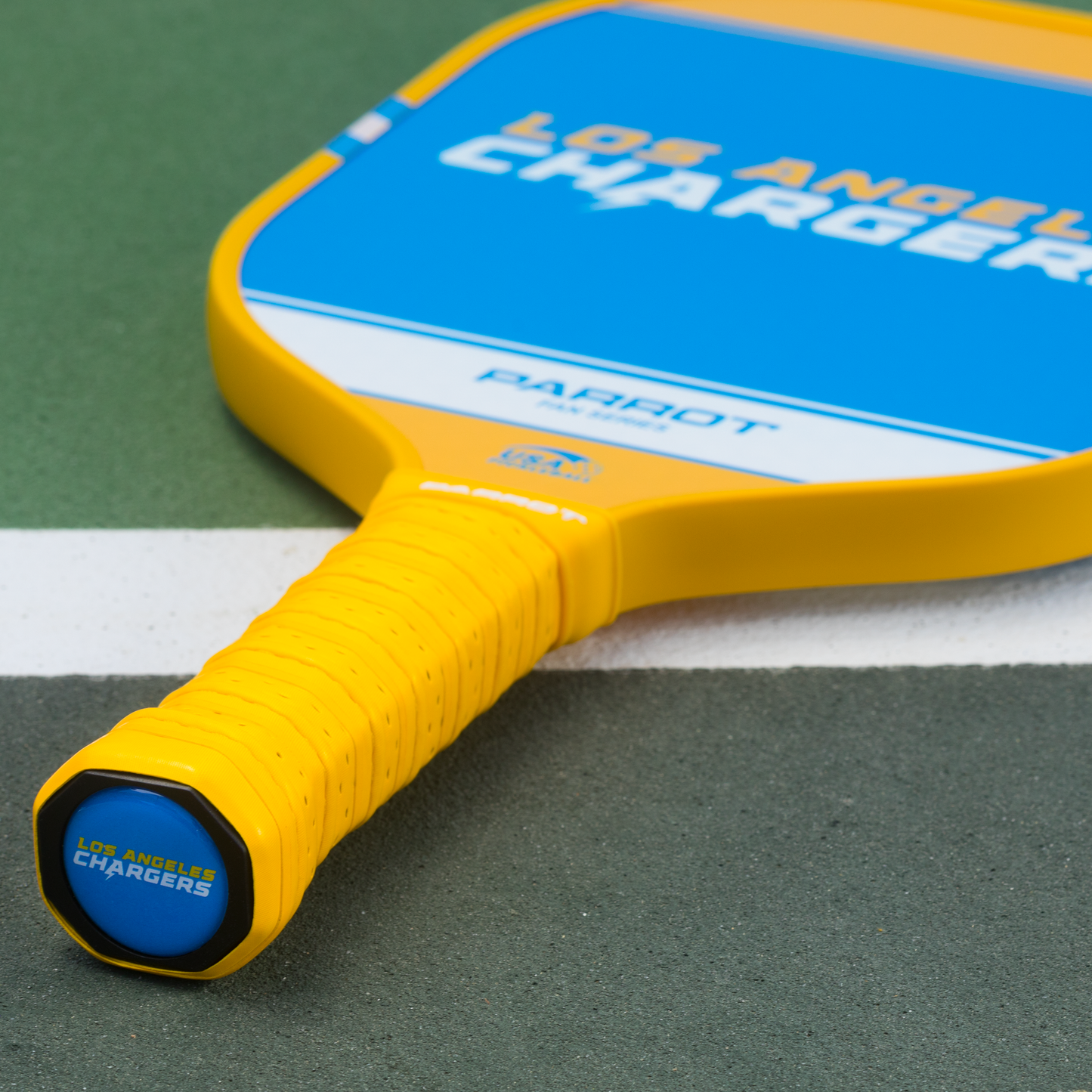Los Angeles Chargers Sport Plus pickleball paddle on the court