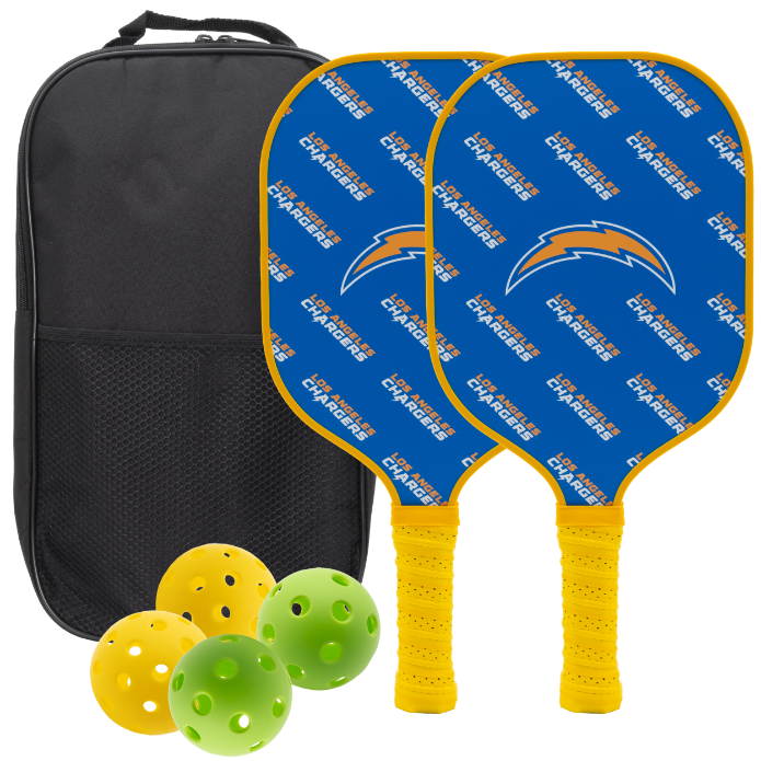 Los Angeles Chargers pickleball paddle set with balls and carry case