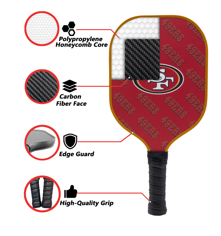 San Francisco 49ers standard pickleball paddle additional view