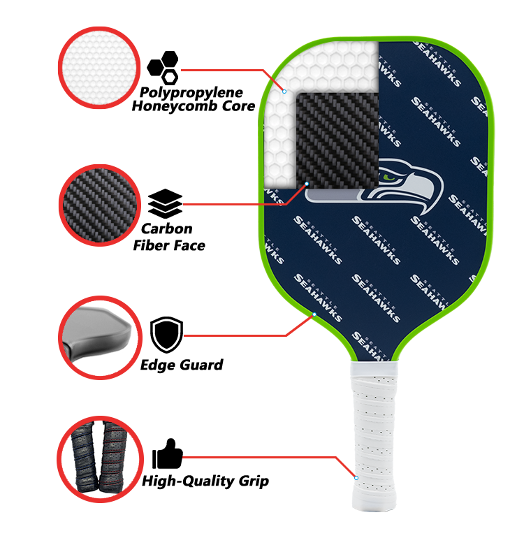 Seattle Seahawks standard pickleball paddle additional view
