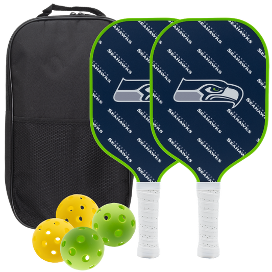 Seattle Seahawks pickleball paddle set with balls and carry case