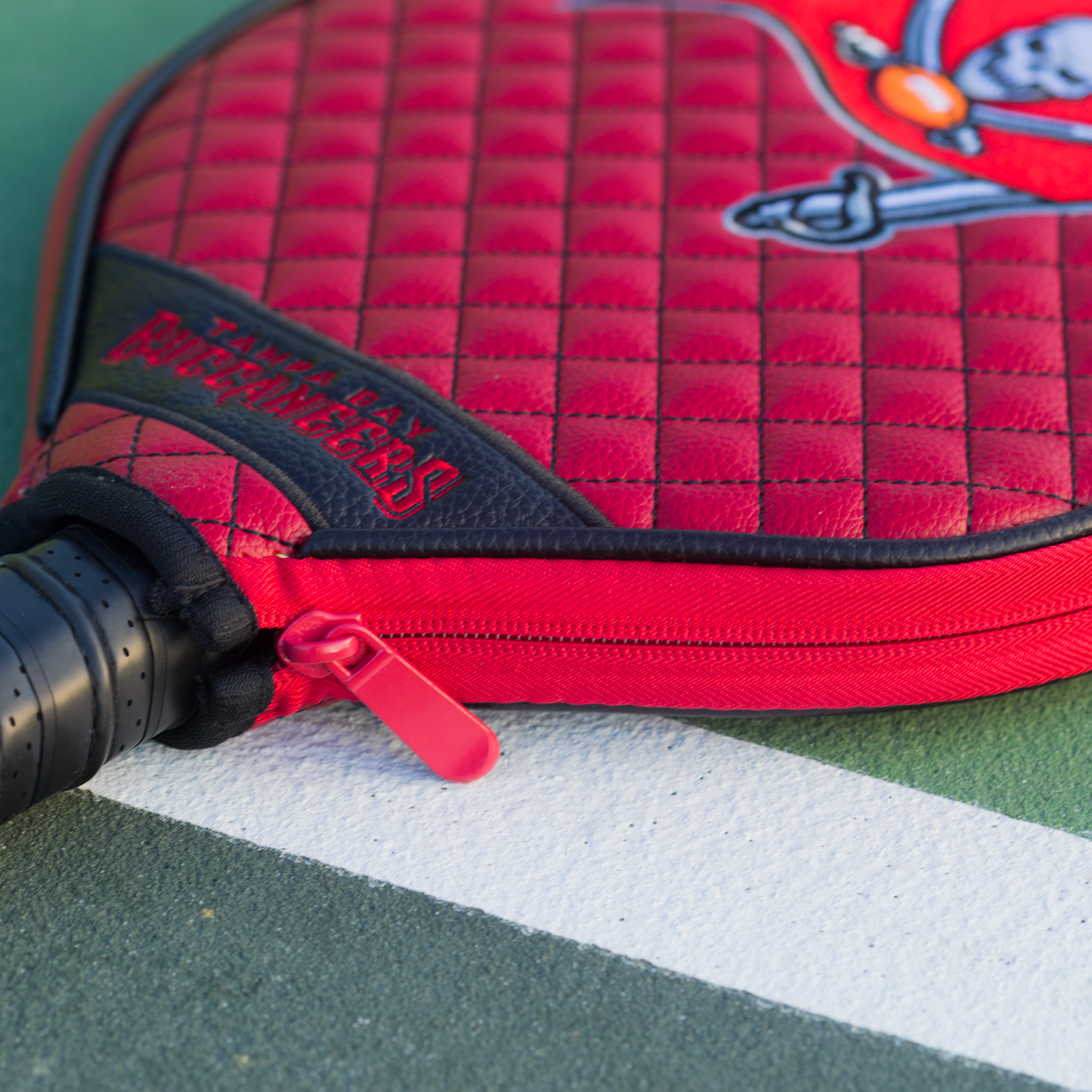 Tampa Bay Buccaneers quilted pickleball paddle cover team name