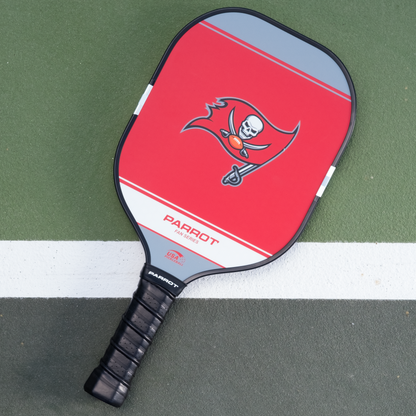 Tampa Bay Buccaneers Sport Plus pickleball paddle back view on the court
