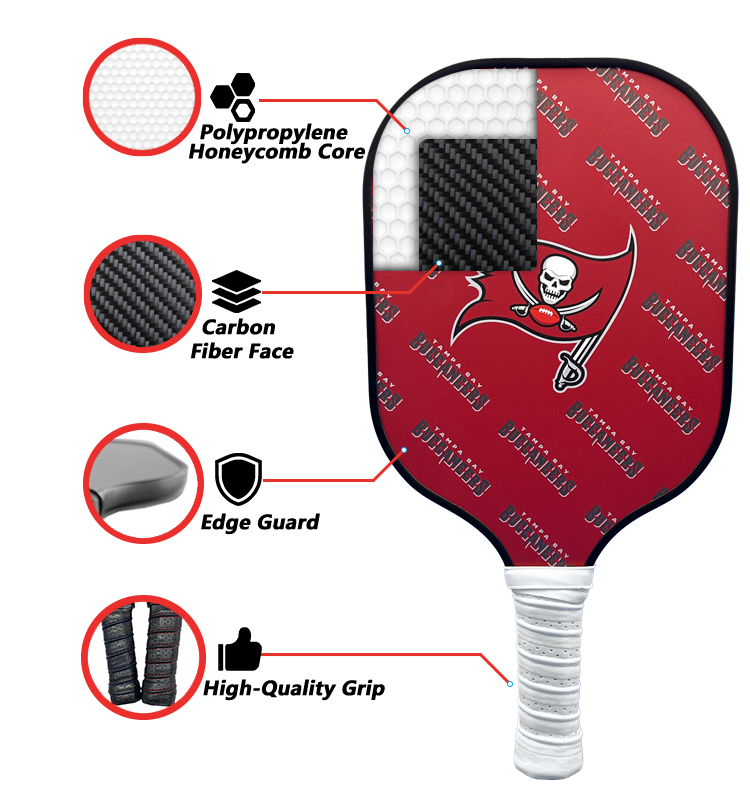 Tampa Bay Buccaneers standard pickleball paddle additional view