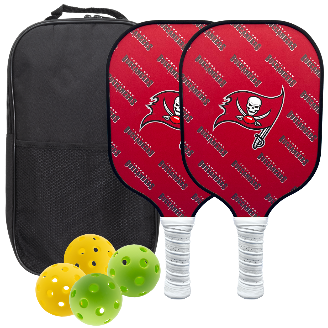 Tampa Bay Buccaneers pickleball paddle set with balls and carry case