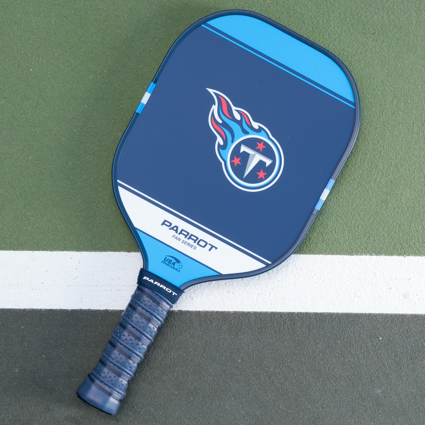 Tennessee Titans Sport Plus pickleball paddle back view on the court