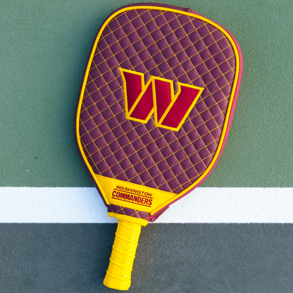 Washington Commanders quilted pickleball paddle cover on court view