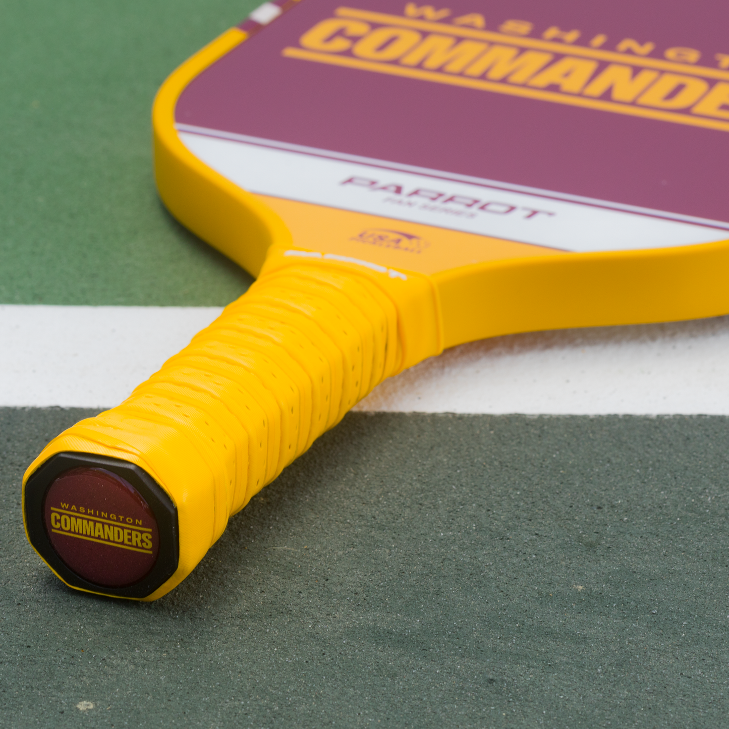 Washington Commanders Sport Plus pickleball paddle on the court