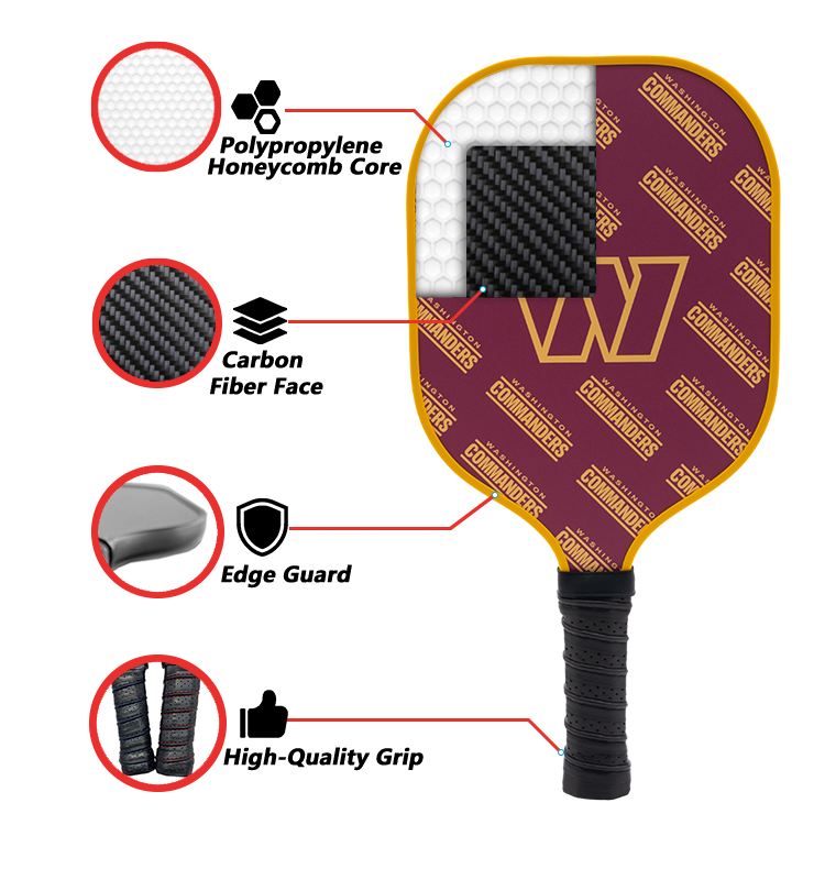 Washington Commanders standard pickleball paddle additional view
