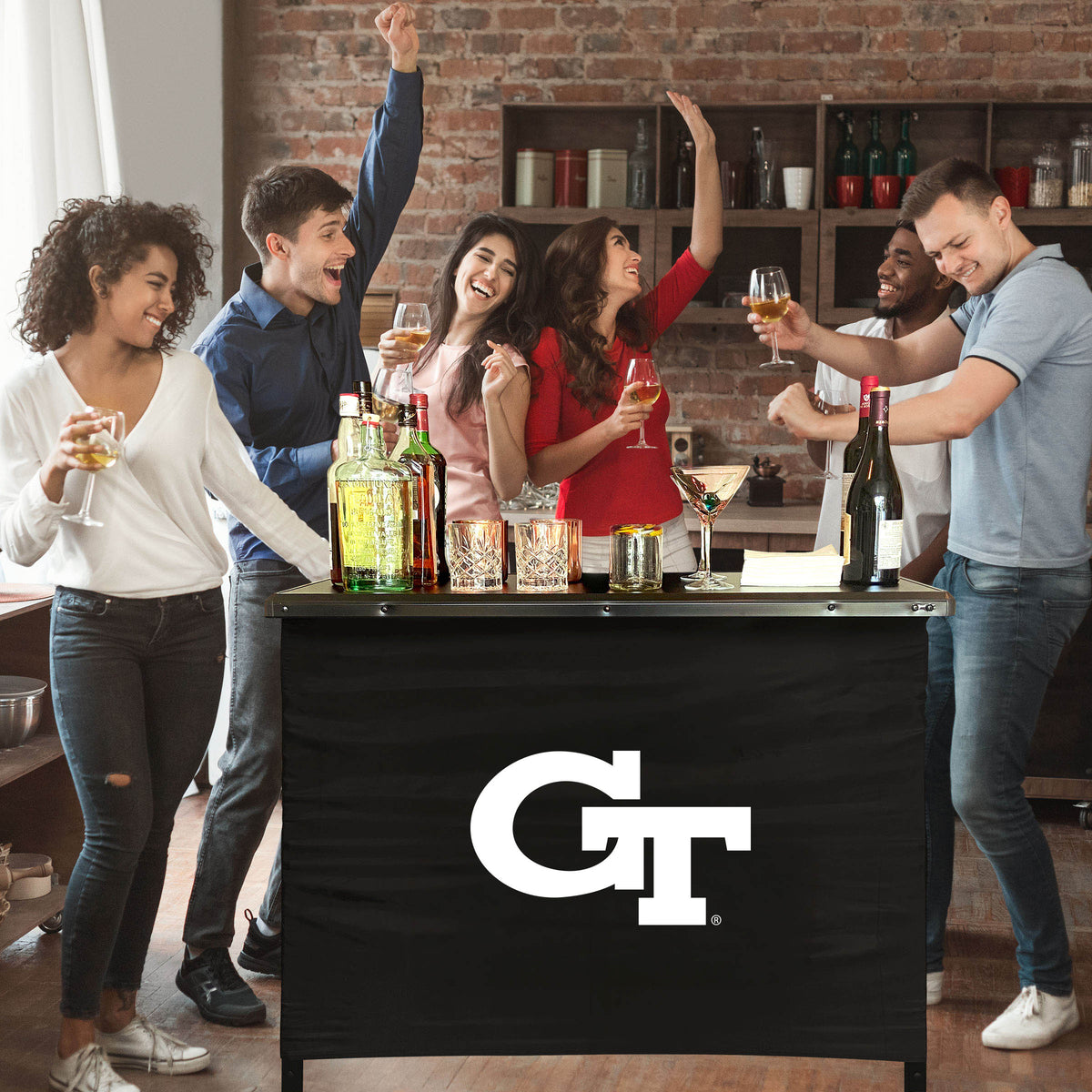 Georgia Tech Yellow Jackets Portable Indoor/Outdoor Bar inside lifestyle party