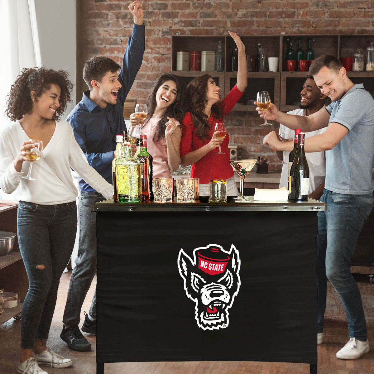 NC State Wolfpack Portable Indoor/Outdoor Bar inside lifestyle party