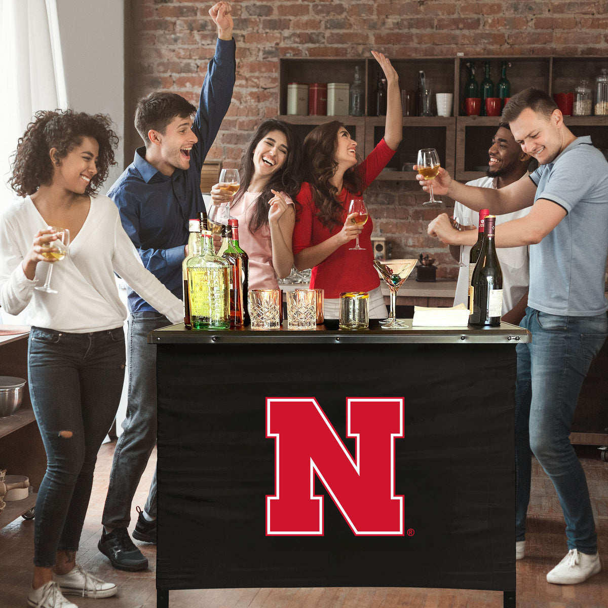 Nebraska Cornhuskers Portable Indoor/Outdoor Bar inside lifestyle party