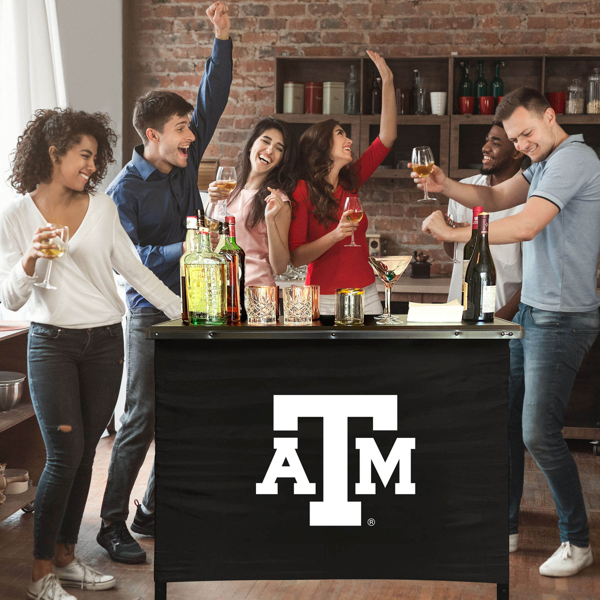 Texas A&M Aggies Portable Indoor/Outdoor Bar inside lifestyle party