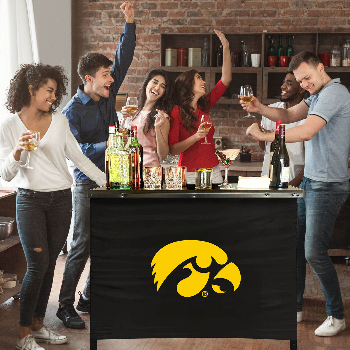 Iowa Hawkeyes Portable Indoor/Outdoor Bar inside lifestyle party