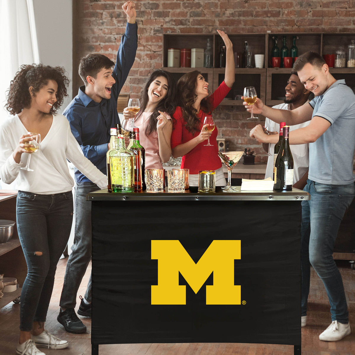Michigan Wolverines Portable Indoor/Outdoor Bar inside lifestyle party