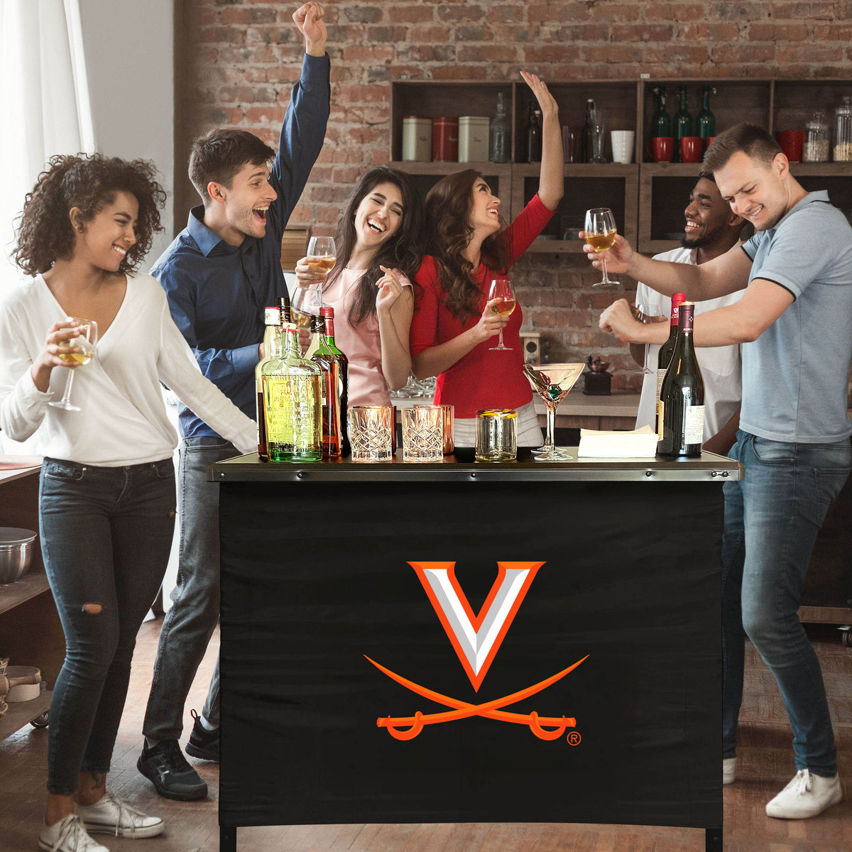 Virginia Cavaliers Portable Indoor/Outdoor Bar inside lifestyle party