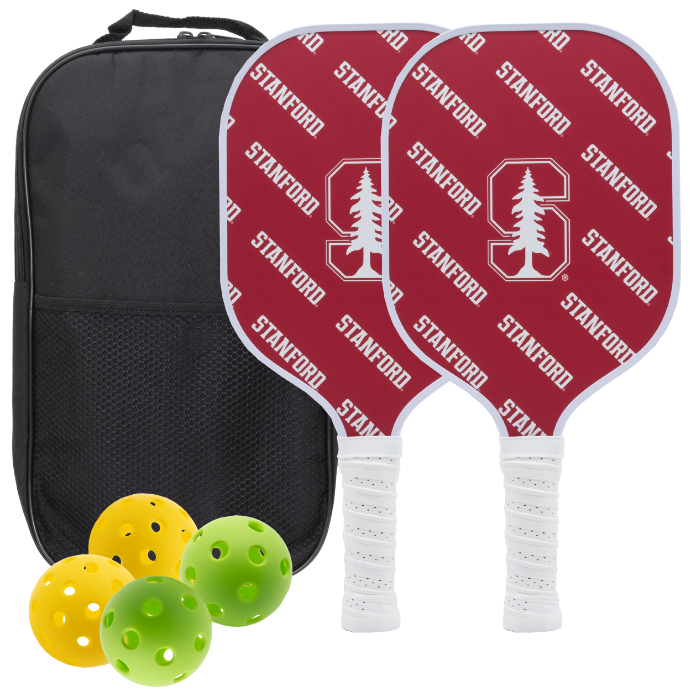Stanford Cardinal pickleball paddle set with balls and carry case