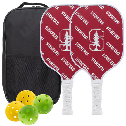 Stanford Cardinal pickleball paddle set with balls and carry case