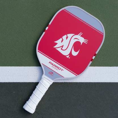 Washington State Cougars Sport Plus pickleball paddle back view on the court