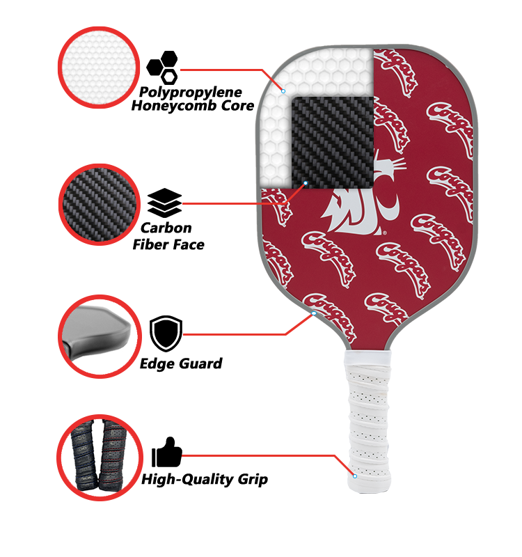 Washington State Cougars standard pickleball paddle additional view