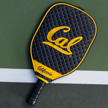 California Golden Bears quilted pickleball paddle cover on court view