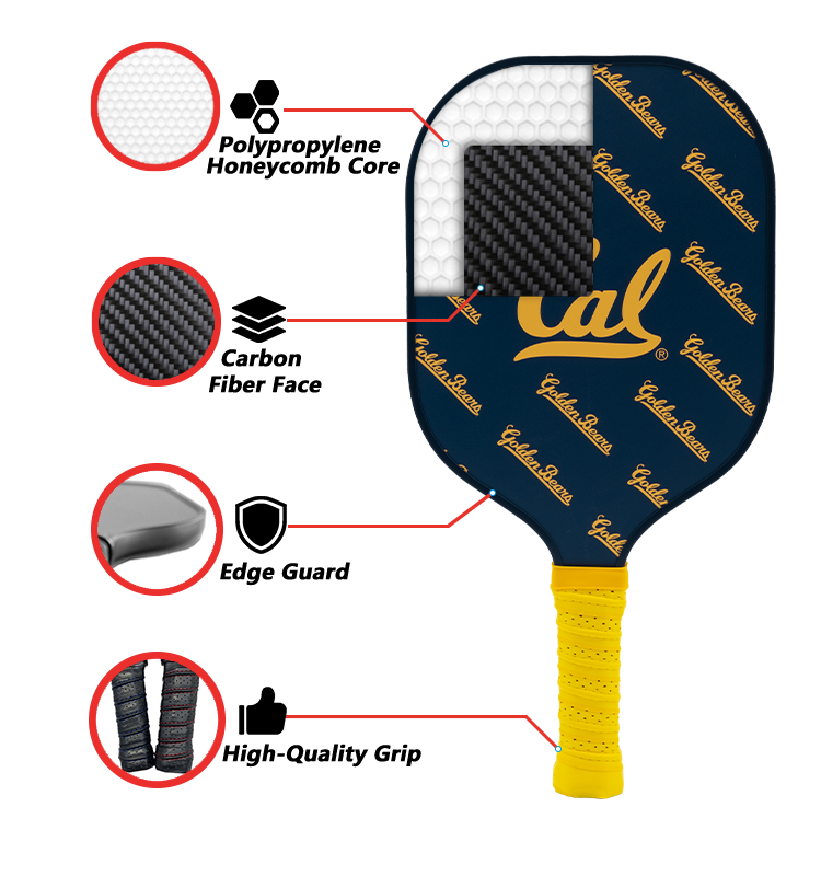 California Golden Bears standard pickleball paddle additional view