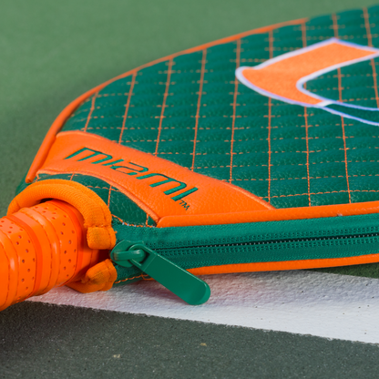 Miami Hurricanes quilted pickleball paddle cover team name