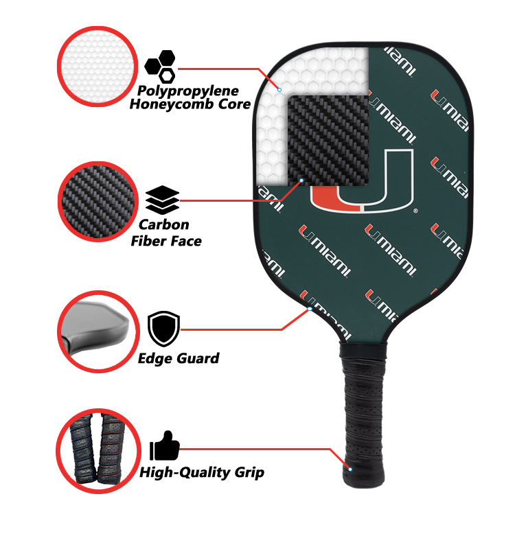 Miami Hurricanes standard pickleball paddle additional view