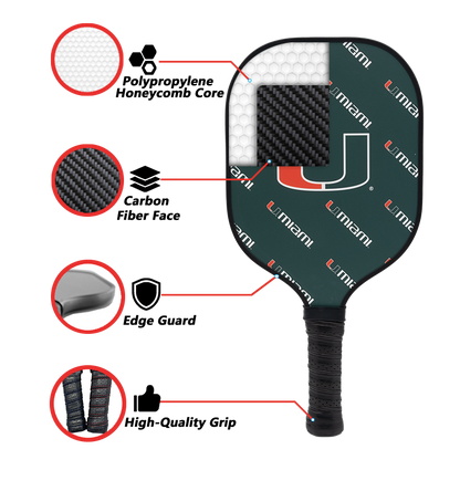 Miami Hurricanes standard pickleball paddle additional view
