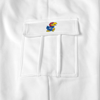 Kansas Jayhawks white sweat pants logo